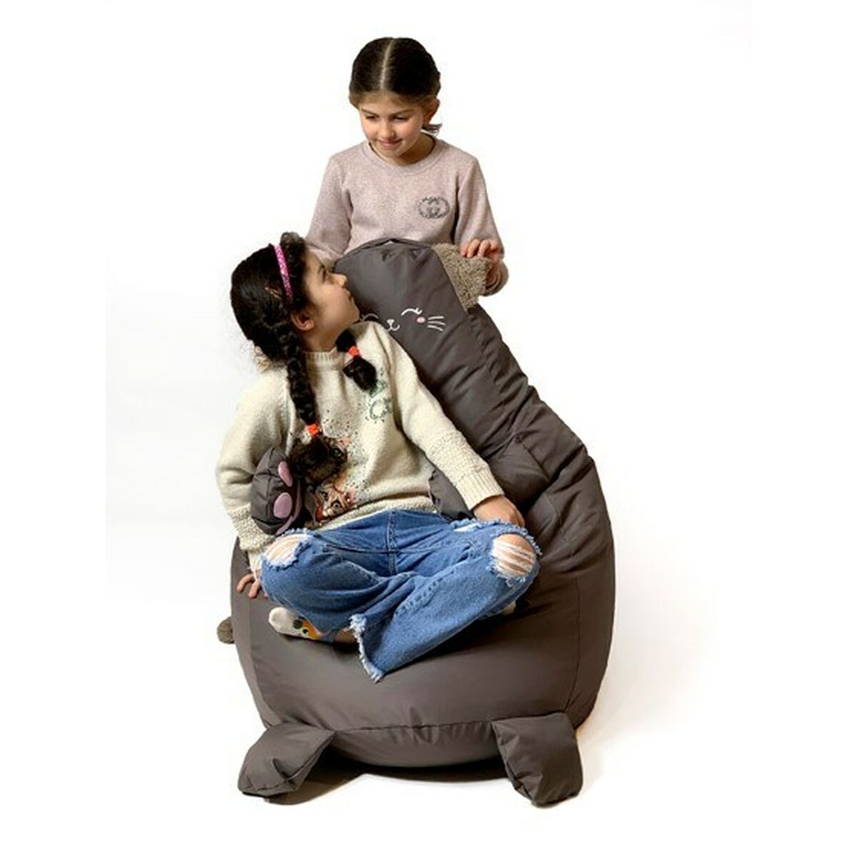 Puff GO GIFT Brąz Oxford Kot 130 x 90 cm